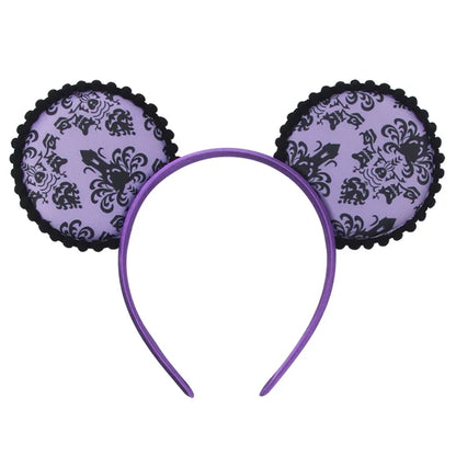 Disney Witch Bat Skeleton Ear Headband For Adults Kids Cosplay Halloween Hairband Women Girls Ghost Bows Party Hair Accessories