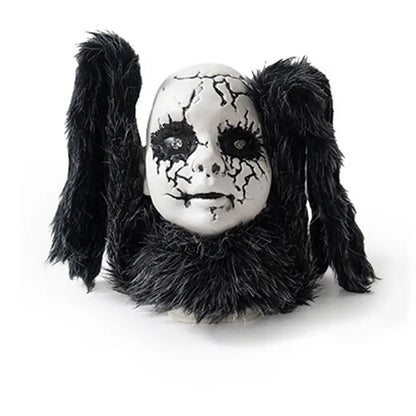 Halloween Animatronic Doll Face Spider Motion Activated Glowing Eyes Sound Control Scary Walking Toy Haunted House Prop