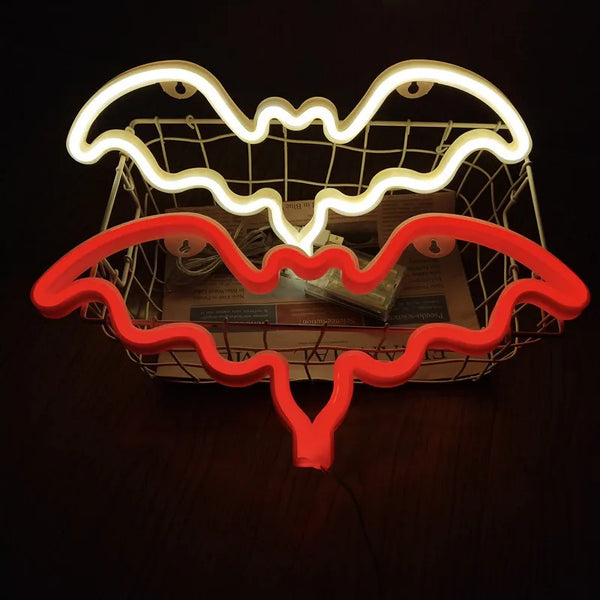 Neon Light Party LED Bat Colorful LED Light for Bedroom Decor Neon Sign Wallpaper Halloween Hang Decoration
