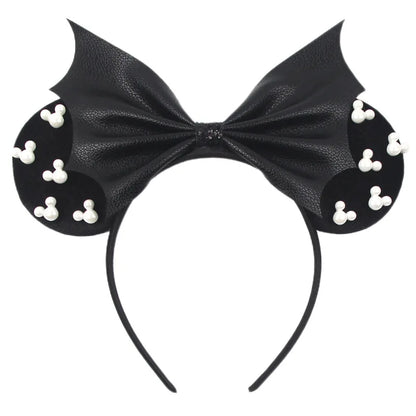 Disney Witch Bat Skeleton Ear Headband For Adults Kids Cosplay Halloween Hairband Women Girls Ghost Bows Party Hair Accessories