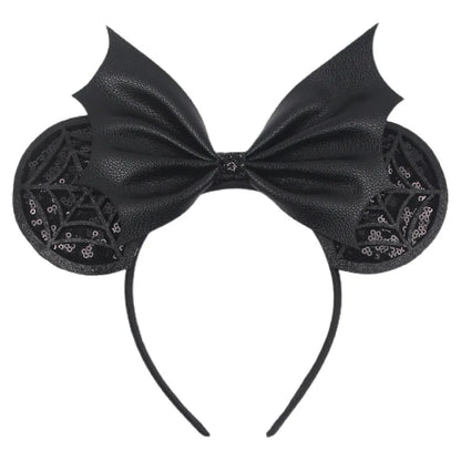 Disney Witch Bat Skeleton Ear Headband For Adults Kids Cosplay Halloween Hairband Women Girls Ghost Bows Party Hair Accessories