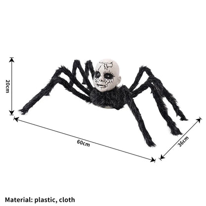Halloween Animatronic Doll Face Spider Motion Activated Glowing Eyes Sound Control Scary Walking Toy Haunted House Prop