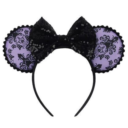 Disney Witch Bat Skeleton Ear Headband For Adults Kids Cosplay Halloween Hairband Women Girls Ghost Bows Party Hair Accessories