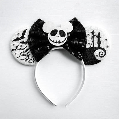 Disney Witch Bat Skeleton Ear Headband For Adults Kids Cosplay Halloween Hairband Women Girls Ghost Bows Party Hair Accessories