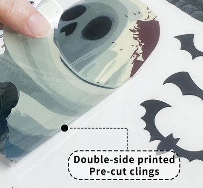 Halloween Static Cling Stickers Scary Ghost Woman Bloody Handprint Window Decals Spooky Party Home Decor Horror Decorations