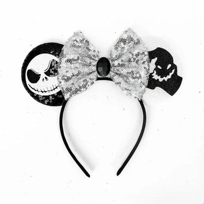 Disney Witch Bat Skeleton Ear Headband For Adults Kids Cosplay Halloween Hairband Women Girls Ghost Bows Party Hair Accessories