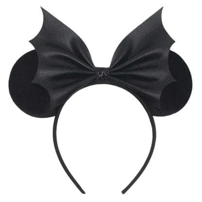 Disney Witch Bat Skeleton Ear Headband For Adults Kids Cosplay Halloween Hairband Women Girls Ghost Bows Party Hair Accessories