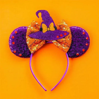 Disney Witch Bat Skeleton Ear Headband For Adults Kids Cosplay Halloween Hairband Women Girls Ghost Bows Party Hair Accessories