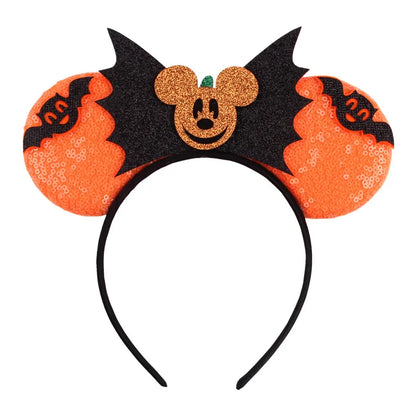 Disney Witch Bat Skeleton Ear Headband For Adults Kids Cosplay Halloween Hairband Women Girls Ghost Bows Party Hair Accessories