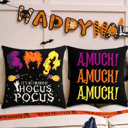 1pc/4pcs Halloween decoration pillow cover, trick or treat cushion cover, ghost, pumpkin head, bat decoration sofa cushion cover