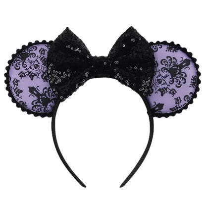 Disney Witch Bat Skeleton Ear Headband For Adults Kids Cosplay Halloween Hairband Women Girls Ghost Bows Party Hair Accessories