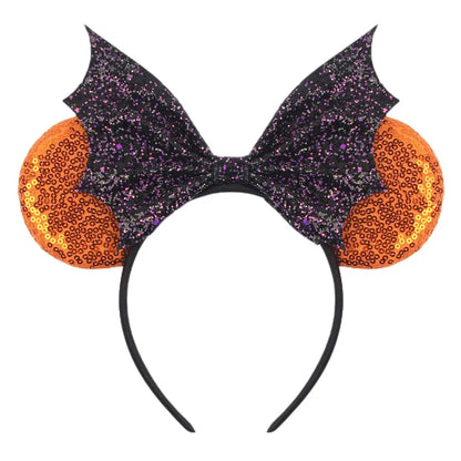 Disney Witch Bat Skeleton Ear Headband For Adults Kids Cosplay Halloween Hairband Women Girls Ghost Bows Party Hair Accessories