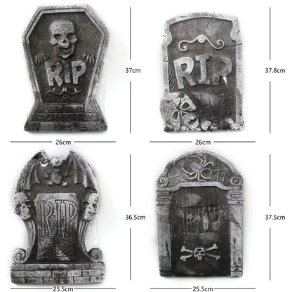 4pcs Foam Skeleton Rip Tombstone Halloween Party Decoration Grave Bat Horror House Prop Decor Ornament Halloween Party Supply