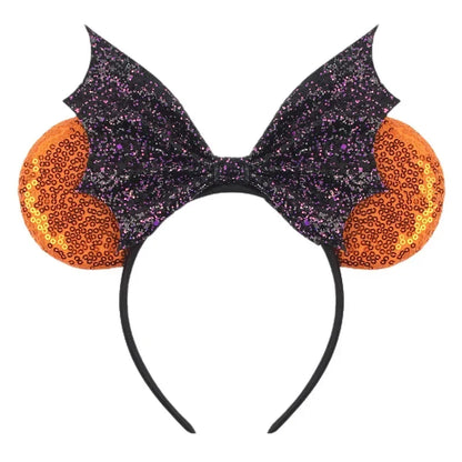 Disney Witch Bat Skeleton Ear Headband For Adults Kids Cosplay Halloween Hairband Women Girls Ghost Bows Party Hair Accessories