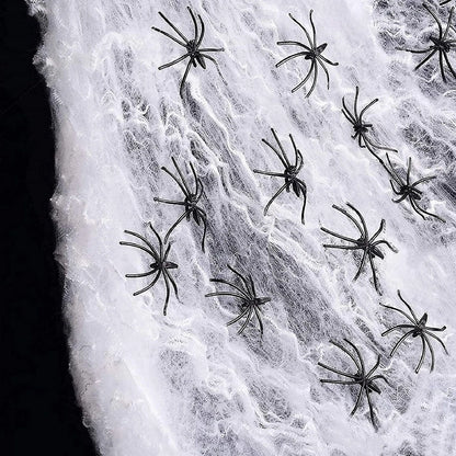 Halloween Decoration White Spider Web Artificial Stretchy Cobweb for Halloween Scary Home Party Scene Props Haunted House Decor