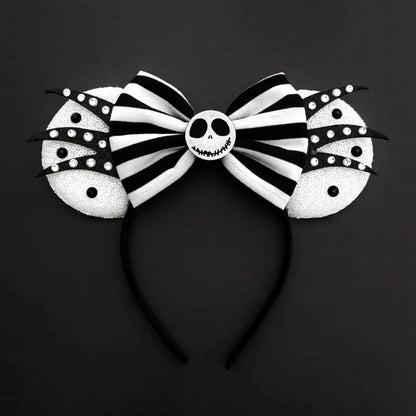 Disney Witch Bat Skeleton Ear Headband For Adults Kids Cosplay Halloween Hairband Women Girls Ghost Bows Party Hair Accessories