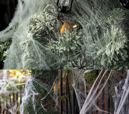 Halloween Decoration White Spider Web Artificial Stretchy Cobweb for Halloween Scary Home Party Scene Props Haunted House Decor