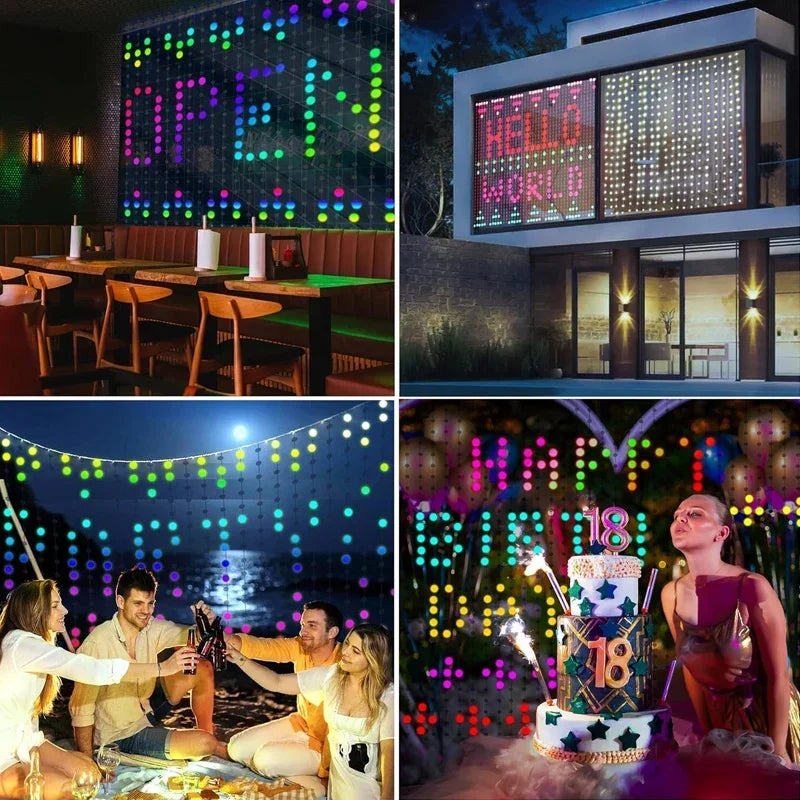 1/2PCS Smart LED Curtain Lights LED Fairy Lights App Control Music Sync DIY Pattern Waterproof for Indoor Outdoor Party Decor