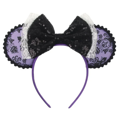 Disney Witch Bat Skeleton Ear Headband For Adults Kids Cosplay Halloween Hairband Women Girls Ghost Bows Party Hair Accessories
