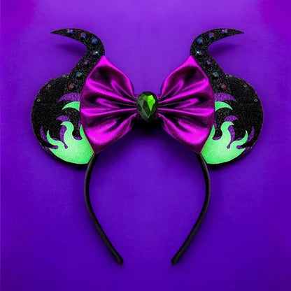 Disney Witch Bat Skeleton Ear Headband For Adults Kids Cosplay Halloween Hairband Women Girls Ghost Bows Party Hair Accessories