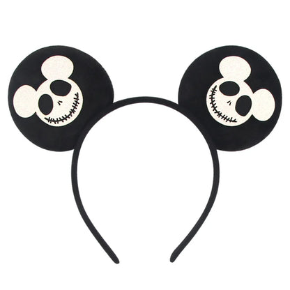Disney Witch Bat Skeleton Ear Headband For Adults Kids Cosplay Halloween Hairband Women Girls Ghost Bows Party Hair Accessories