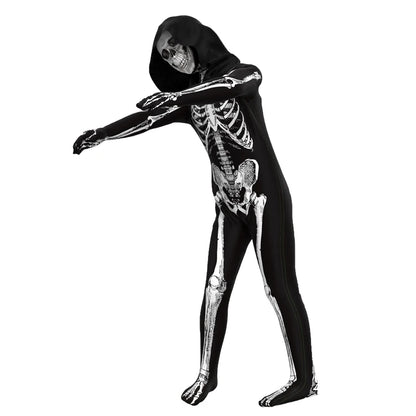 Scary Zombie Costume Cosplay Skeleton Skull Costume Suit Halloween Costume for Kids Adult Carnival Party Dress Up