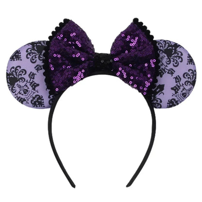 Disney Witch Bat Skeleton Ear Headband For Adults Kids Cosplay Halloween Hairband Women Girls Ghost Bows Party Hair Accessories