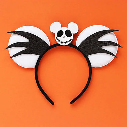 Disney Witch Bat Skeleton Ear Headband For Adults Kids Cosplay Halloween Hairband Women Girls Ghost Bows Party Hair Accessories