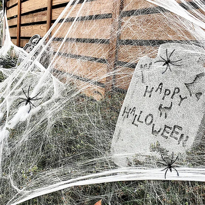 Halloween Decoration White Spider Web Artificial Stretchy Cobweb for Halloween Scary Home Party Scene Props Haunted House Decor