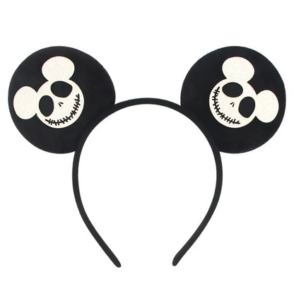 Disney Witch Bat Skeleton Ear Headband For Adults Kids Cosplay Halloween Hairband Women Girls Ghost Bows Party Hair Accessories