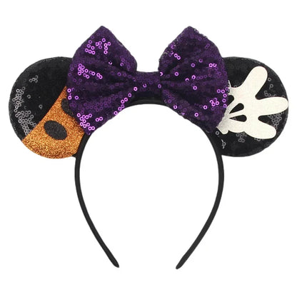 Disney Witch Bat Skeleton Ear Headband For Adults Kids Cosplay Halloween Hairband Women Girls Ghost Bows Party Hair Accessories