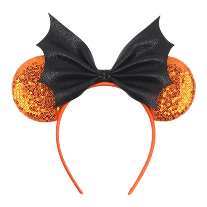 Disney Witch Bat Skeleton Ear Headband For Adults Kids Cosplay Halloween Hairband Women Girls Ghost Bows Party Hair Accessories