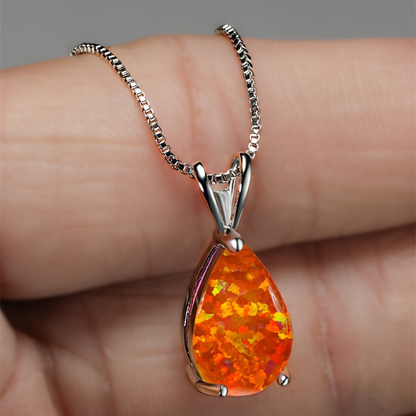 Exquisite Water Drop Opal Pendant Necklace