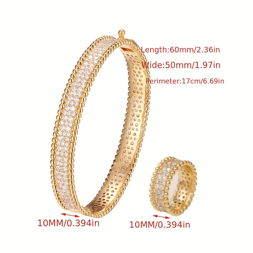 Ring & Bangle with Shining Zirconia