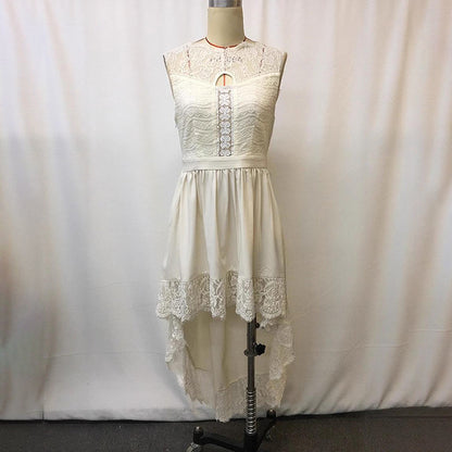Womens Sleeveless Lace Floral Hollow Out Dress