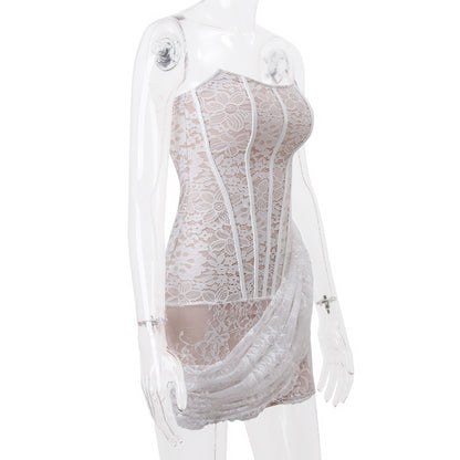 Strapless Lace Dress Party Women Fashion