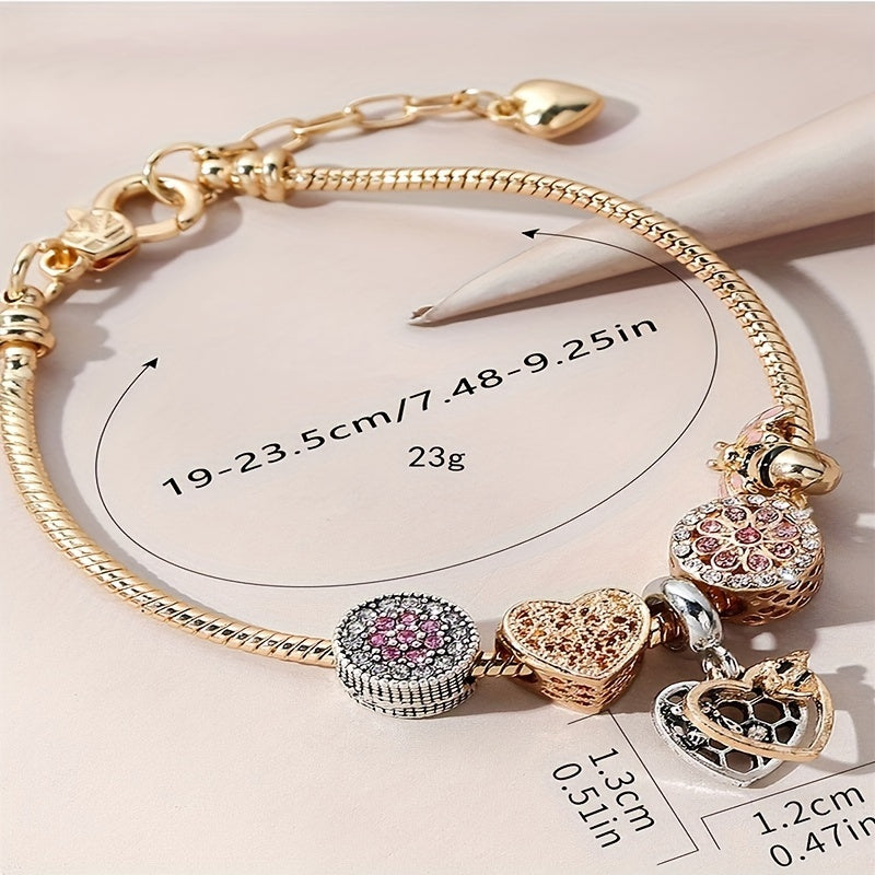 Exquisite Golden Alloy Charm Bracelet