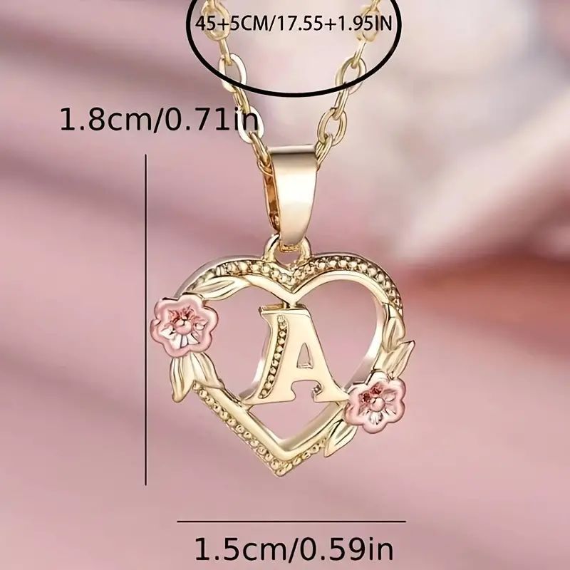 Fashion Hollowed-out Love Heart Flowers Letter Necklace