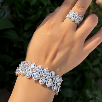 Vintage-Inspired Square Zirconia Bridal Set