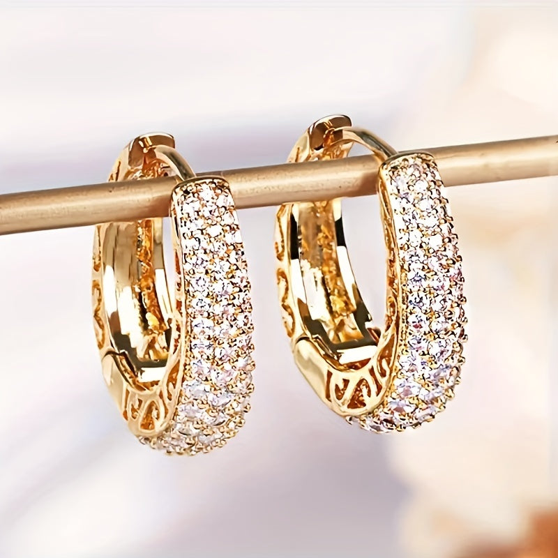 Full Sparkling Zirconia Golden Hoop Earrings