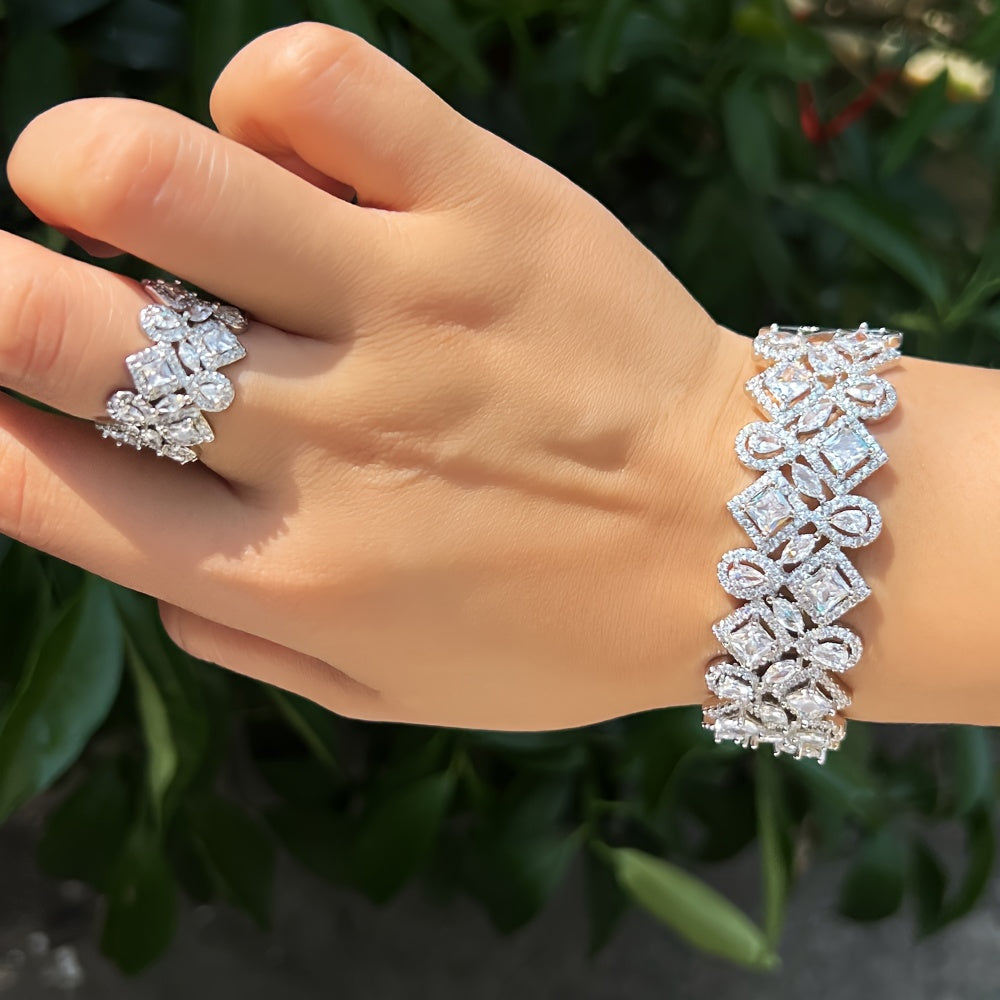 Vintage-Inspired Square Zirconia Bridal Set