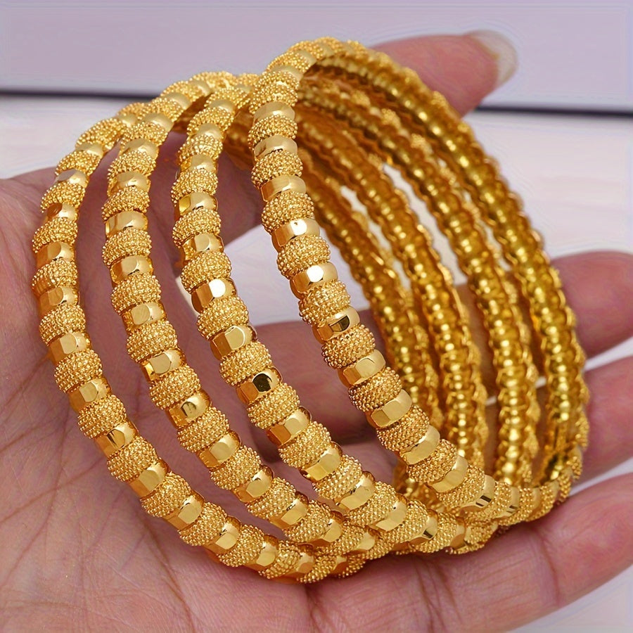 4pcs Golden-Plated Copper Adjustable Bangle