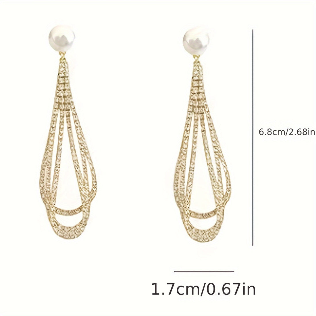 Gorgeous Big Teardrop Dangle Inlaid Pearl and Crystal Earrings