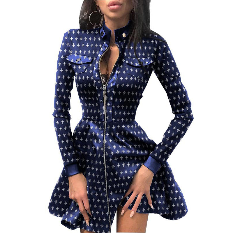 Womens PU Leather Long Sleeve Mini Party Dress