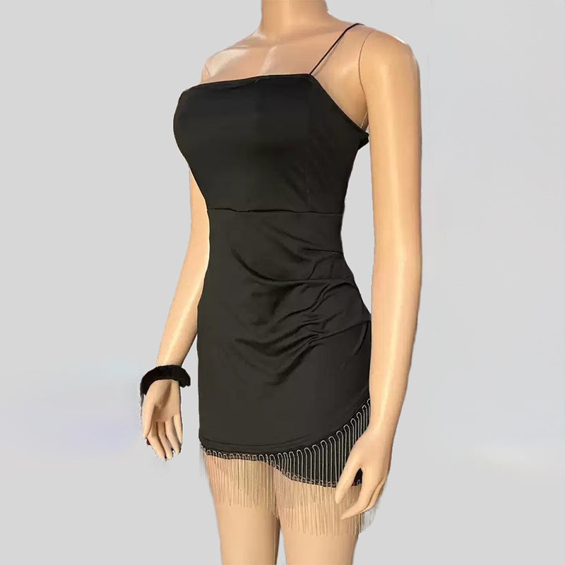 Womens Tassel Hem Bodycon Mini Dress