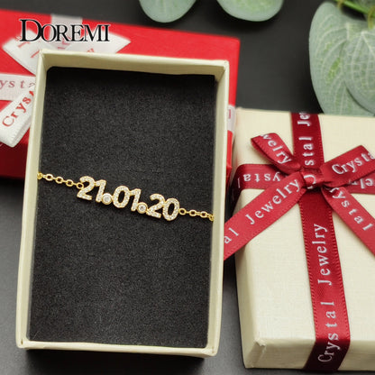 Trendy 6MM Letter Zircon Bracelet with Birthstone