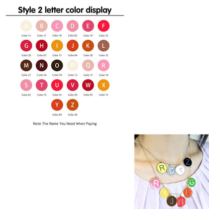 20mm Disc Initial Letter Charm Personalized Enamel Necklace