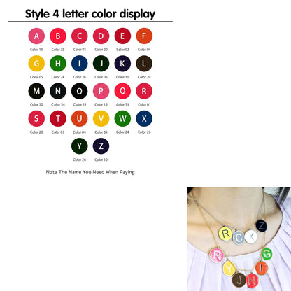 20mm Disc Initial Letter Charm Personalized Enamel Necklace
