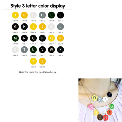 20mm Disc Initial Letter Charm Personalized Enamel Necklace